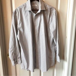 Calvin Klein Men’s Plaid Dress Shirt L Regular Fit Wrinkle Free Stretch